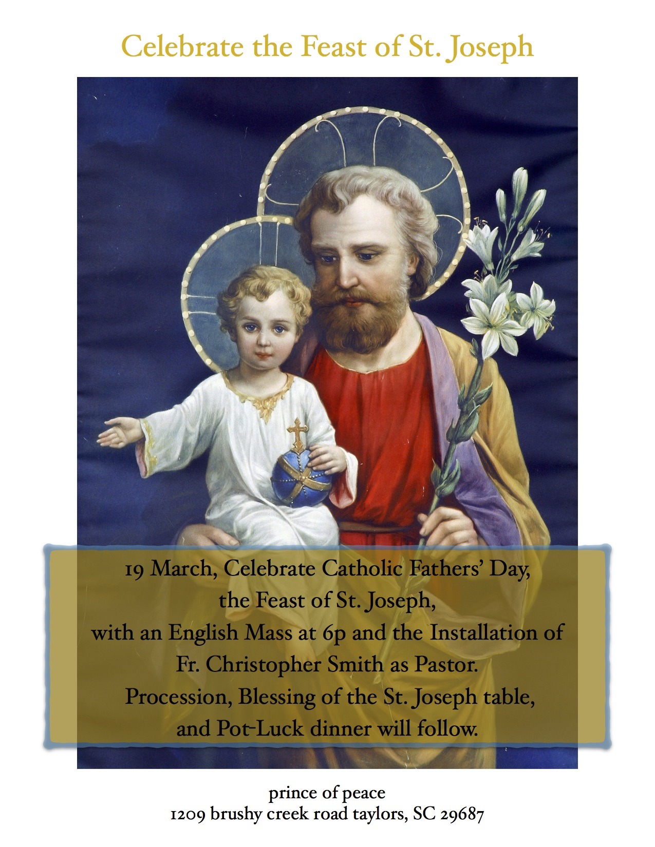 Feast Of St. Joseph - Prince Of Peace Catholic Church & School