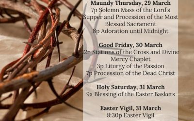 Schedule for Holy Week & Easter