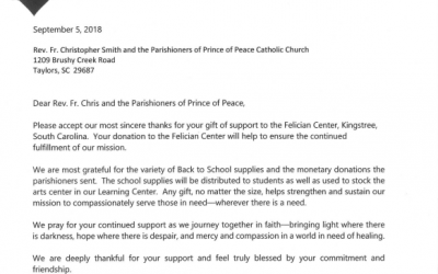 Thank you from the Felician Sisters